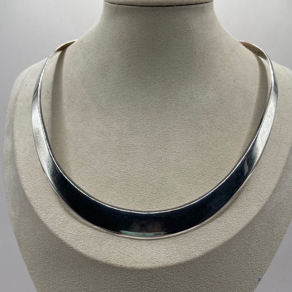 Sterling Silver 925 Collar Cuff Neck Wire Necklace 16”L Minimalist Contemporary